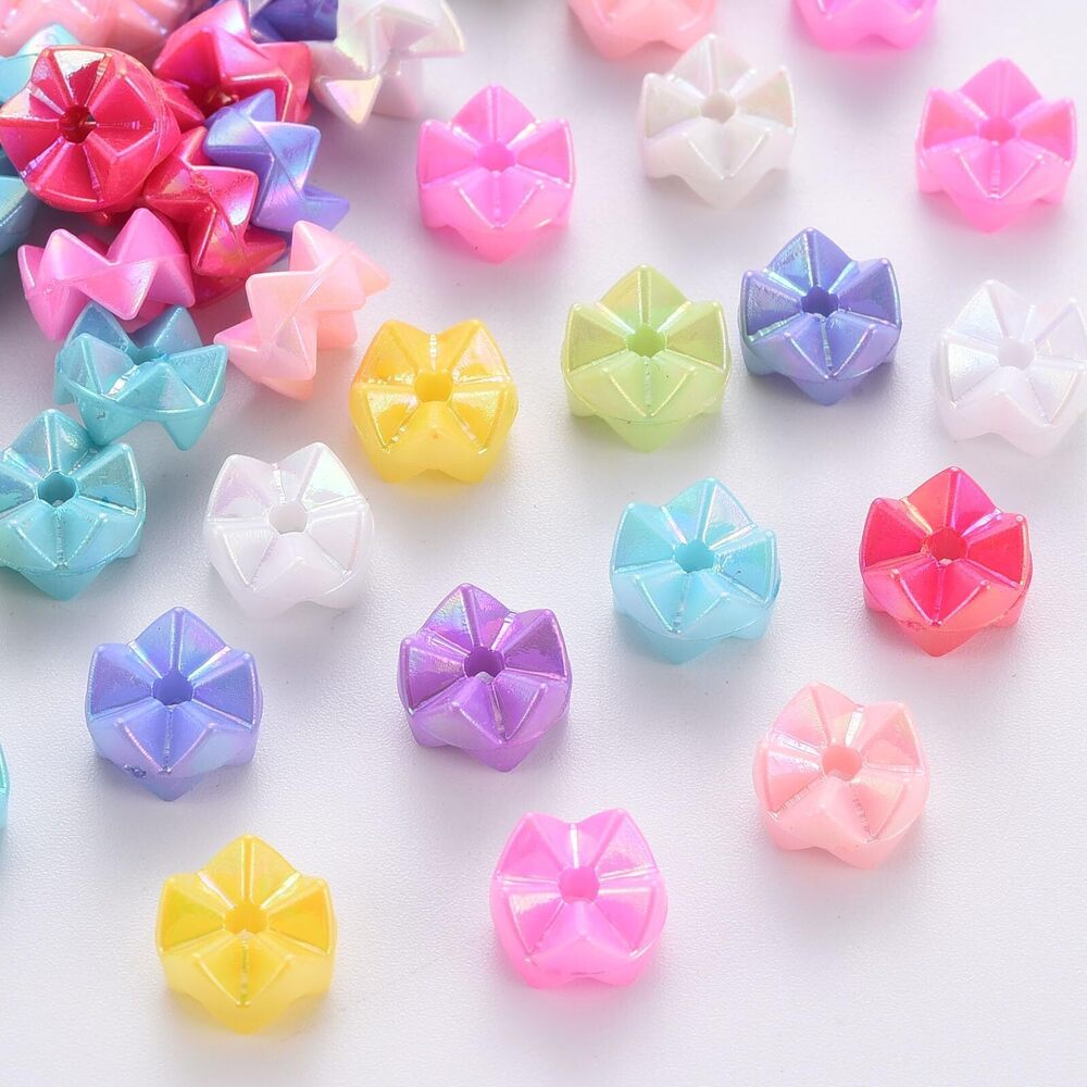 4851 2170 pcs AB Color Five Petals Flower Acrylic Beads Colorful Spring